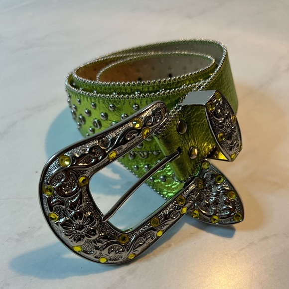 Studded Leather Rhinestone Green - Picture 7 of 11